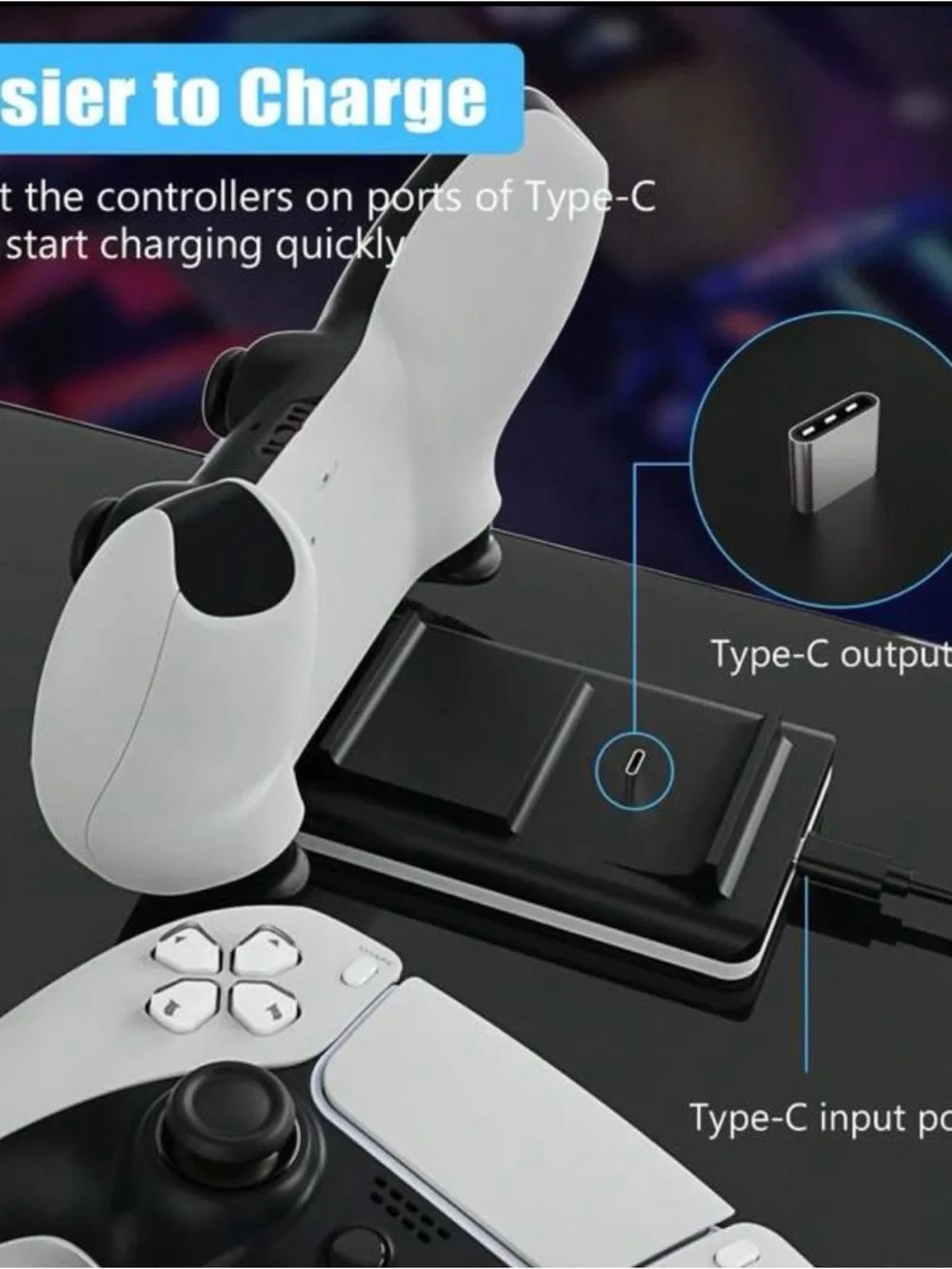 Dual Charging Dock for PS5 Controllers - White/Black